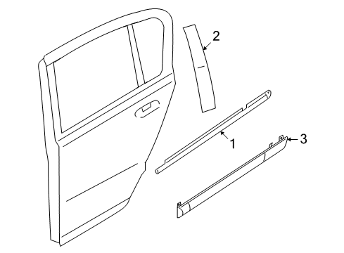 2008 Saturn Astra Exterior Trim - Rear Door Molding, Rear Side Door Center Diagram for 24461103