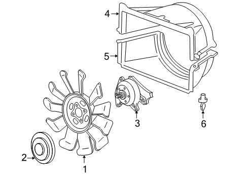 2005 Chevrolet Silverado 3500 Cooling System, Radiator, Water Pump, Cooling Fan Lower Shroud Diagram for 15196054