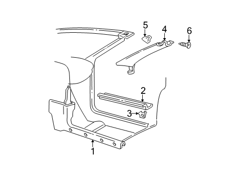 1995 Chevrolet Camaro Interior Trim - Pillars, Rocker & Floor MOLDING, Windshield Garnish Molding Diagram for 10246739