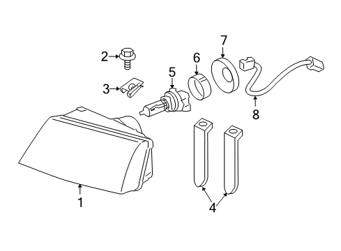 2004 Mercury Marauder Headlamps Composite Headlamp Diagram for 3W3Z-13008-CA