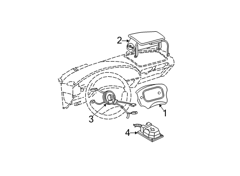 2003 Chevrolet Malibu Air Bag Components Coil Kit, Inflator Restraint Steering Wheel Module Diagram for 26096190