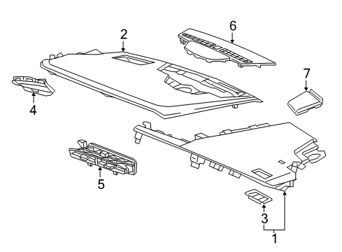 2020 Cadillac XT5 Cluster & Switches, Instrument Panel Defogger Grille Diagram for 23378165