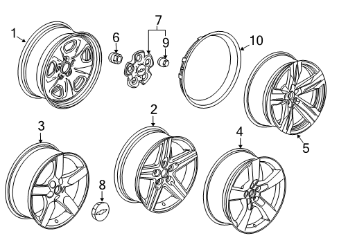 2012 Chevrolet Camaro Wheels, Covers & Trim Center Cap Diagram for 22775906