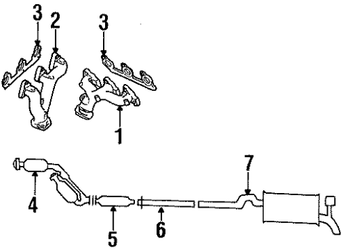1996 Ford Taurus Exhaust Components Converter & Pipe Diagram for F6DZ-5F250-RG