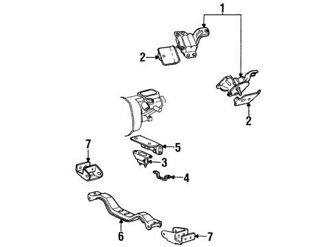 1996 Ford Mustang Engine & Trans Mounting Support Assembly Diagram for F4ZZ-6A023-A