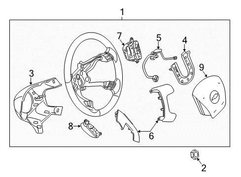 2013 Chevrolet Express 2500 Steering Column, Steering Wheel & Trim, Shaft & Internal Components, Shroud, Switches & Levers Radio Switch Diagram for 25851951