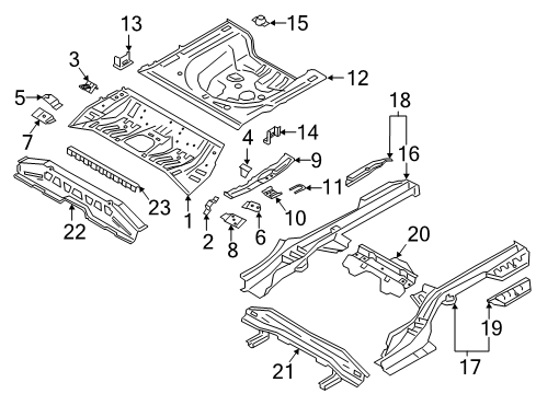 2022 Kia Forte Rear Floor & Rails Member Assembly-Rear Sea Diagram for 65557M6000