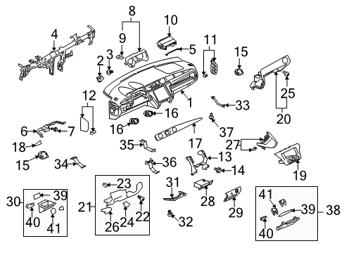 2005 Mitsubishi Outlander Instrument Panel Components Retainer Diagram for MS240125