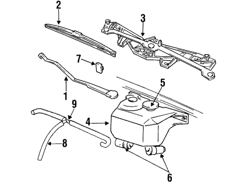 1993 Jeep Grand Wagoneer Wiper & Washer Components Reservoir-W/S Washer Diagram for 55154978