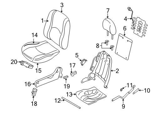 2008 Ford Escape Power Seats Seat Cushion Pad Diagram for 6L8Z-78632A22-B