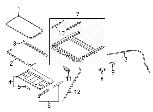 2017 Infiniti Q50 Sunroof Bracket-Sunroof Diagram for 76892-4GA1A