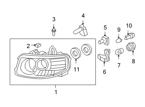 2007 Honda Element Headlamps Headlight Unit, Passenger Side Diagram for 33101-SCV-A21