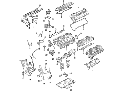 1998 Ford Taurus Engine Parts, Mounts, Cylinder Head & Valves, Camshaft & Timing, Oil Pan, Oil Pump, Balance Shafts, Crankshaft & Bearings, Pistons, Rings & Bearings Front Cover Diagram for F6DZ6019AA