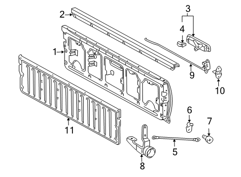 2014 Toyota Tacoma Tail Gate Inner Panel Diagram for 65759-04060