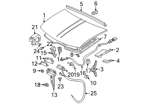 1997 GMC K2500 Hood & Components Release Cable Diagram for 15769412