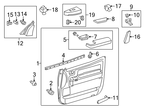 2014 Toyota Tundra Front Door Pull Handle Cover Diagram for 74221-0C010