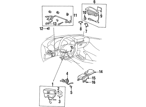 1996 Honda Civic del Sol Air Bag Components Reel Assembly, Cable Diagram for 77900-ST7-A01