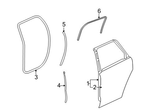 2012 Chevrolet Traverse Rear Door Surround Weatherstrip Diagram for 23283531