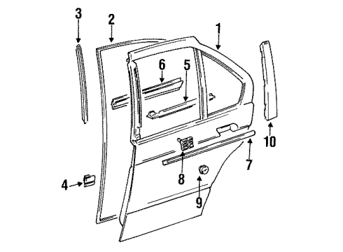 1998 BMW M3 Rear Door Moulding Door Rear Right Diagram for 51132250914