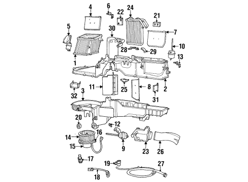 1996 Dodge Ram 2500 A/C & Heater Control Units Heater And Air Conditioner Control Diagram for 55037027