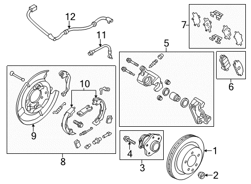 2012 Nissan Leaf Brake Components CALIPER Assembly-Rear RH, W/O Pads Or SHIMS Diagram for 44001-3NA0A