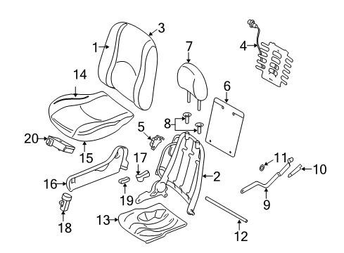 2010 Mercury Mariner Power Seats Seat Cushion Pad Diagram for 9E6Z-78632A22-B