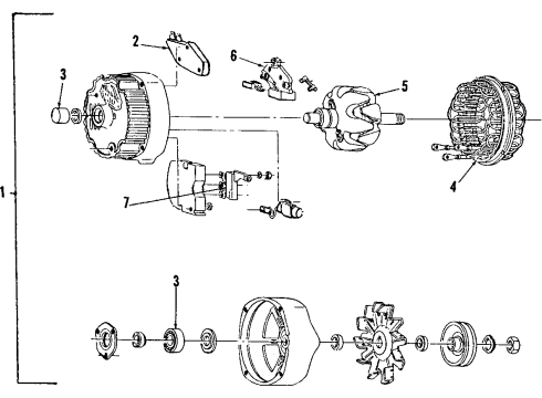 1985 Pontiac Grand Am Alternator Brush Holder & Brush Assem Diagram for 1988986