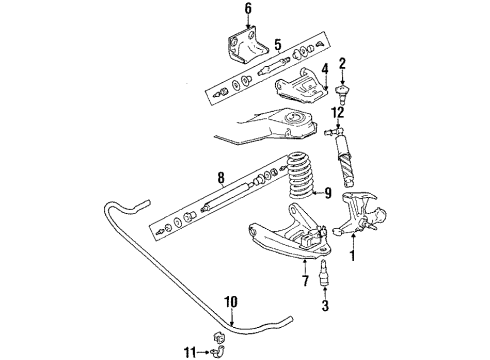 1984 GMC Jimmy Front Suspension Components, Axle Components, Axle Housing, Shocks & Components, Stabilizer Bar & Components Brkt-Front Stabilizer Shaft Frame Diagram for 6271375