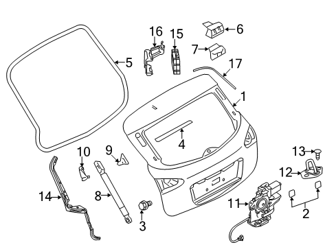 2017 Infiniti QX70 Gate & Hardware Door - Back Diagram for KMM1A-1CB1A