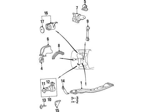 1998 Hyundai Sonata Engine & Trans Mounting Stopper Diagram for 21814-35201