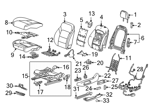 2022 Buick Enclave Driver Seat Components Headrest Diagram for 84924622