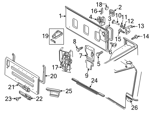 2006 Jeep Wrangler Gate & Hardware Hinge-Tailgate Diagram for 55395194AC