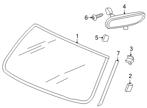 2007 Mitsubishi Raider Windshield Glass SHIM-Windshield Diagram for 55276549AA