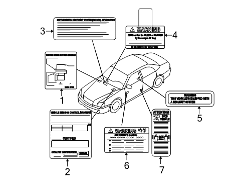 2006 Kia Optima Information Labels Label-Body Side A/BAG Diagram for 8526237500