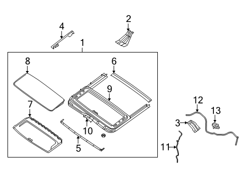 2008 Infiniti QX56 Sunroof Bracket-Sunroof, Center Diagram for 76888-7S010