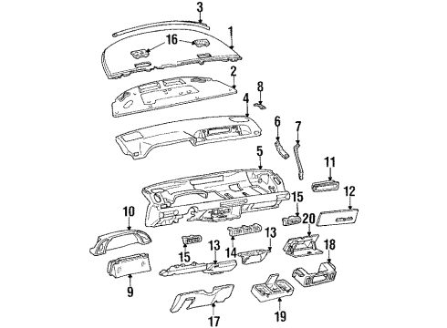 1991 Oldsmobile Silhouette Instrument Panel Ashtray Asm, Instrument Panel Diagram for 12524651