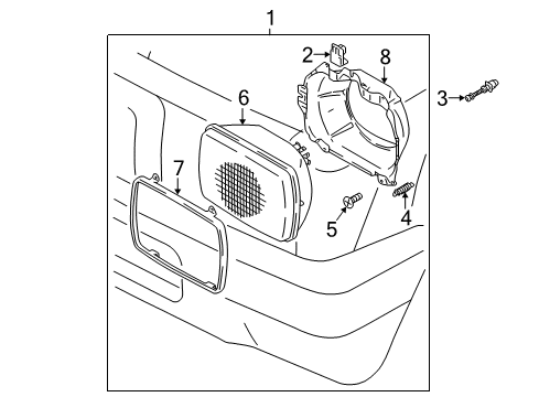 1996 Toyota Tacoma Headlamps Passenger Side Headlight Assembly Diagram for 81110-89155