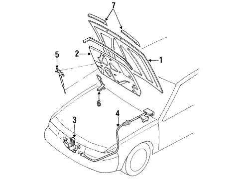 1990 Nissan Maxima Hood & Components, Exterior Trim Stay Assy-Hood, LH Diagram for 65471-85E00