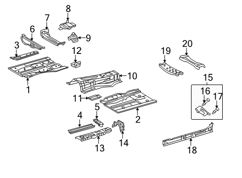 2008 Lexus IS350 Pillars, Rocker & Floor - Floor & Rails Bracket, Engine Rear Mounting Member, LH Diagram for 57258-30090