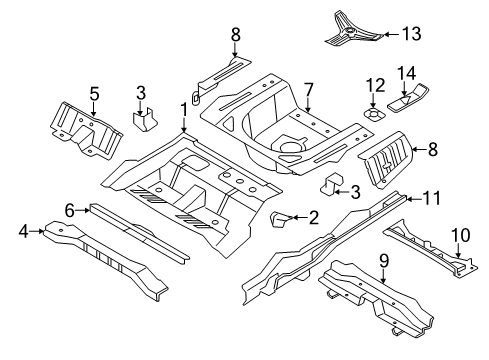 2013 Hyundai Sonata Rear Body - Floor & Rails Bracket Assembly-Rear Diagram for 655353Q010