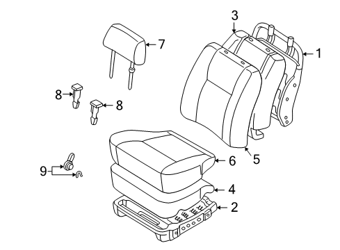 1998 Toyota Tacoma Front Seat Components Seat Back Cover Diagram for 71074-04011-E2