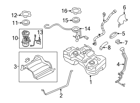 2018 Nissan Rogue Sport Senders Fuel Tank Assembly Diagram for 17202-6FK4B