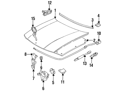 1993 Cadillac Fleetwood Hood & Components, Exterior Trim Hinge Asm-Hood Diagram for 25601111