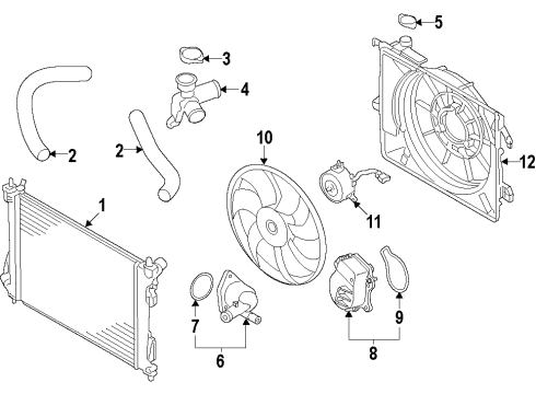 2014 Toyota Prius C Cooling System, Radiator, Water Pump, Cooling Fan Fan Motor Diagram for 16363-21110