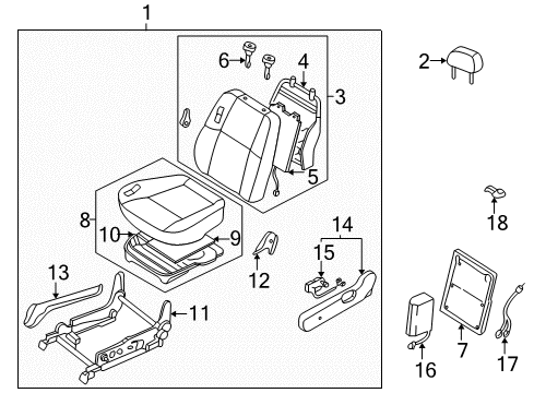 1999 Nissan Pathfinder Heated Seats Cushion Assy-Front Seat Diagram for 87350-2W805