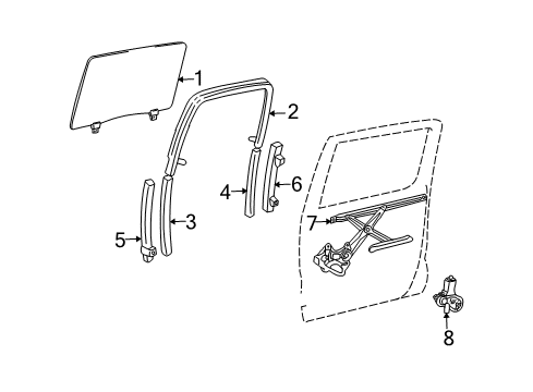 2015 Toyota Tacoma Rear Door Door Glass Diagram for 68103-04030