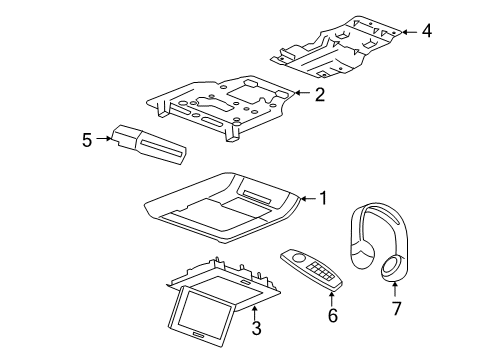 2014 GMC Yukon Entertainment System Components Mount Bracket Diagram for 15256562