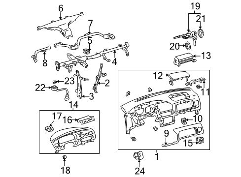 1998 Toyota Sienna Cluster & Switches, Instrument Panel Instrument Panel Diagram for 55301-08010-B0