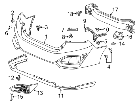 2019 Honda Clarity Rear Bumper Spacer R, RR. Diagram for 71593-TRT-A01