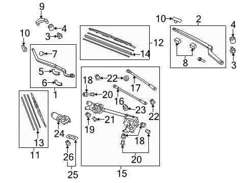 2006 Acura RL Wiper & Washer Components Rod Unit B Diagram for 76550-SJA-A01